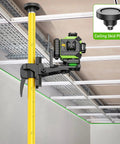 12 Foot Telescoping Laser Level Pole With Tripod for Rotary and Line Lasers adjustable height mount in ceiling alignment setup