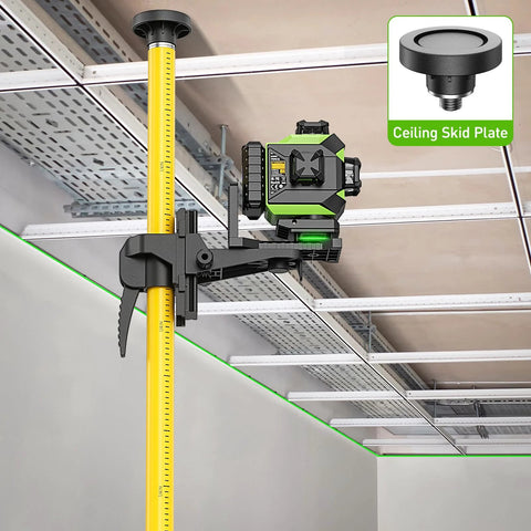 12 Foot Telescoping Laser Level Pole With Tripod for Rotary and Line Lasers adjustable height mount in ceiling alignment setup
