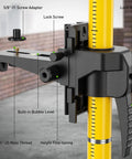 Close-up of adjustable mount on 12 Foot Telescoping Laser Level Pole with Tripod for Rotary and Line Lasers, showing screw adapter.