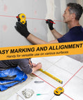 Multi Surface Laser Level With LED Readouts For 30 Ft Range Horizontal And Vertical Line Projection Wall Mount Base