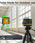 Laser Level Self Leveling 3x360 Degree Green Cross Line on Tripod for Construction Indoor Setup