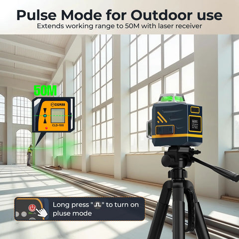 Laser Level Self Leveling 3x360 Degree Green Cross Line on Tripod for Construction Indoor Setup