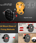 Multi Surface Laser Level With LED Readouts For 30 Ft Range Horizontal And Vertical Line Projection Wall Mount Base installation