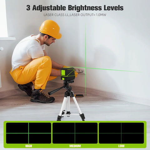 Laser Level With Tripod 100 Feet Green Cross Line Self Leveling 360 Degree Rotating Beam Vertical And Horizontal Projection