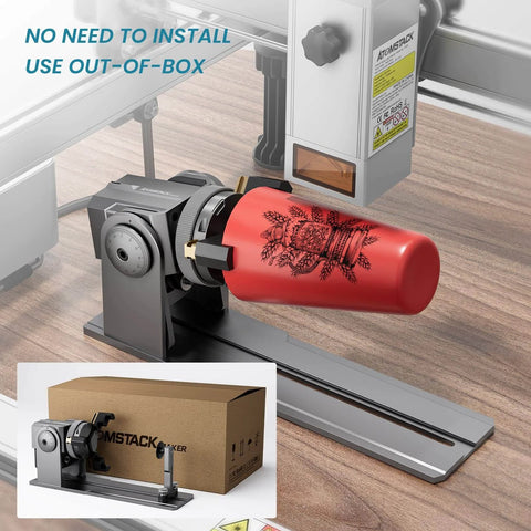 4 In 1 Laser Rotary Chuck Roller With Risers 180 Degree Adjustable Engraving For Cylindrical Objects Rings And Mugs on red mug