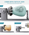 4 In 1 Laser Rotary Chuck Roller With Risers 180 Degree Adjustable Engraving for Cylindrical Objects Rings and Mugs with 3 jaw sets