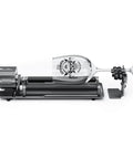 4 In 1 Laser Rotary Chuck Roller With Risers holding a glass for engraving, ideal for cylindrical objects like rings and mugs.