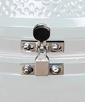 Close-up of latch assembly for Large Green Egg zinc alloy hinge band replacement to improve seal and one-handed operation