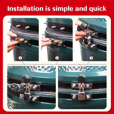 Step-by-step installation of Latch Assembly for Large Green Egg Zinc Alloy Hinge Band Replacement