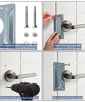 Four Pack Latch Guard Plate Covers 3 By 7 Inches Carbon Steel With Screws Gaskets And Nuts Easy To Install Door Lock Protector Striker Cover For Outswing Exterior Doors Included Pack Of Four For Multiple Doors installation guide