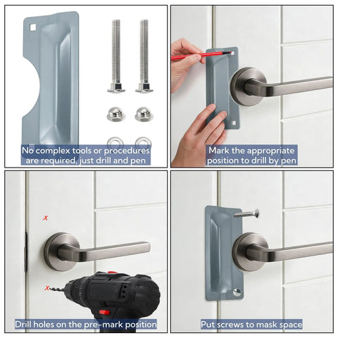 Four Pack Latch Guard Plate Covers 3 By 7 Inches Carbon Steel With Screws Gaskets And Nuts Easy To Install Door Lock Protector Striker Cover For Outswing Exterior Doors Included Pack Of Four For Multiple Doors installation guide