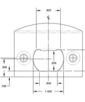 Technical diagram of Latch Strike Plate Two Pack Matte Black Finish One And Five Eighths Inch Center Mounting for residential doors.