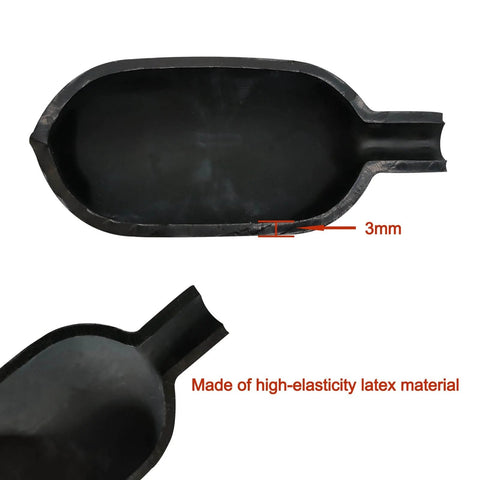 Close-up of high-elasticity latex Inflatable Pipe Plug Balloon For Plumbing Tests And Pipe Sealing, Temporary Water Blocker And Leak Test Plug For PVC Pipes Two To Three And A Half Inches Or Inner Diameter One Point Seven To Four Point One Inches, showing 3mm thickness.