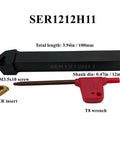 One Half Inch Lathe Threading Tool With External And Internal Threading Holder SER1212H11 Displayed with 11ER Insert and T8 Wrench