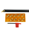Five Eighth Inch Lathe Tool Holder With Ten VCMT Carbide Inserts For Metal Turning Boring Bar SVJCR1616H16 S16Q SVXCR16 Includes VCMT331 And VCMT160404