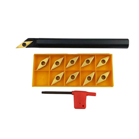 Five Eighth Inch Lathe Tool Holder With Ten VCMT Carbide Inserts For Metal Turning Boring Bar SVJCR1616H16 S16Q SVXCR16 Includes VCMT331 And VCMT160404