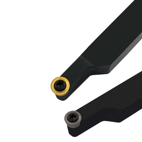 Pro Grade Heavy Duty Lathe Turning Tool Holder Set With 3/8 And 1/2 Inch Shanks SRACR1010H06 SRACR1212H06, close-up of tool holders