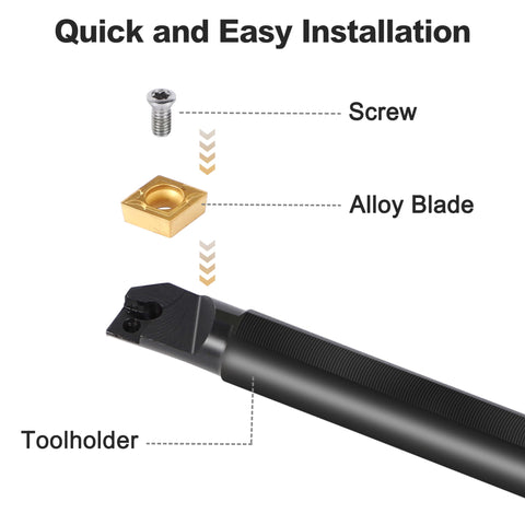 Lathe Turning Tool Kit With Seven Piece One Half Inch Indexable Lathe Tool Holders And Fourteen Carbide Inserts installation parts