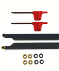 Lathe Turning Tool Holder Set With Three Eighths Inch And One Half Inch Shanks Featuring RCMT0602 Round Carbide Inserts For Steel And Stainless Includes Two Three Eighths Holders And Ten Inserts For Durable 90 Degree Profiling showing components and inserts.