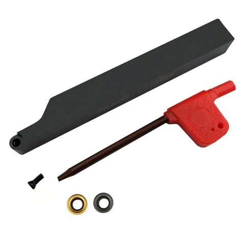 Pro Grade Heavy Duty Lathe Turning Tool Holder Set With 3/8 And 1/2 Inch Shanks SRACR1010H06 SRACR1212H06 Includes RCMT0602 Round Carbide Inserts