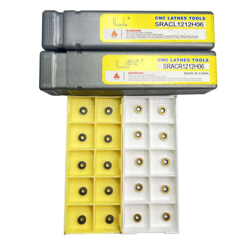 Two Piece Lathe Tool Holder Set For Half Inch Lathes With Twenty RCMT0602MO Carbide Inserts SRACR L1212H06 Indexable Turning Holders