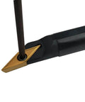 Five Eighth Inch Lathe Tool Holder With Ten VCMT Carbide Inserts for Metal Turning, close-up of insert installation