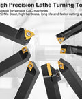 Lathe Turning Tool Kit With Seven Piece One Half Inch Indexable Lathe Tool Holders And Fourteen Carbide Inserts in use on CNC machine