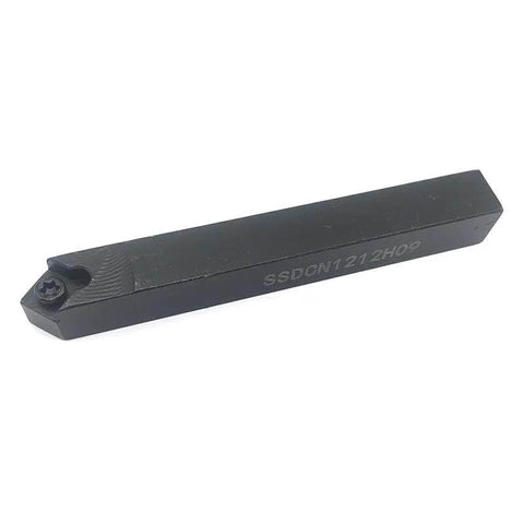 Indexable Lathe Turning Tool Holder Kit With 45 Degree Chamfer External Tool Holder For CNC Lathe Includes 10 SCMT09T304 FT1125 Carbide Inserts Pro Grade Durable Quench Hardened Body For Smooth Precise Machining, front view of tool holder