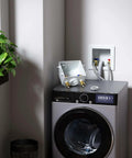 Installed Push Fit Laundry Washer Valve Box With Center Drain, One Half Inch Push Fit Inlet To Three Quarter Inch MHT Outlet, Includes Two Disconnect Clips