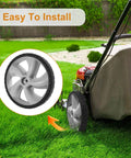 12 Inch Lawn Mower Rear Wheels 2 Pack Replacement for Arnold 490-324-0002 shown on a lawn mower with easy installation highlighted
