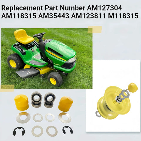 Front Wheel Bearing Kit For Lawn Mower Fits LA Series Includes Four Bearings Six Gaskets Two Rubber Sleeves Two Clips Fits One Three Eighth Inch Rim And Three Quarter Inch Axle Durable Heavy Duty Easy Install.