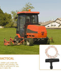 Image of a lawnmower on grass with Two Pack Garage Door Emergency Release Pull Rope Kit With Plastic Handle inset below