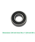 Two Pack 99502H 2RS Lawn Mower Spindle Bearings for Go Kart and Mini Bikes with dimensions 5/8 in ID x 1-3/8 in OD x 7/16 in bore.