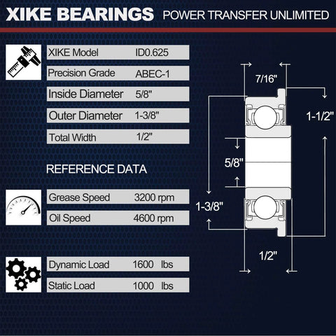 Technical diagram and specifications for 4 Pack Lawn Mower Wheel Bearing Replacement Kit For John Deere JD AM118315 AM35443
