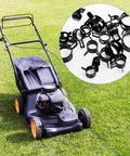80 Pieces Vacuum Hose Clamps Assortment Kit for 6mm to 18mm Silicone Tubing next to a lawn mower on grass