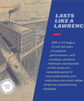 Vintage illustration of Lawrence Hardware factory, Sterling, Illinois 1913, with text about industrial legacy since 1876.