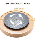 Close-up of 10-inch inner rotating platform with non-slip mat in Lazy Susan Organizer 14 inch, Bamboo Lazy Susan for Table.