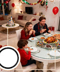 Family dining with 12 Inch Heavy Duty Lazy Susan Hardware, Metal Rotating Turntable Bearing Ring, tabletop, serving trays.