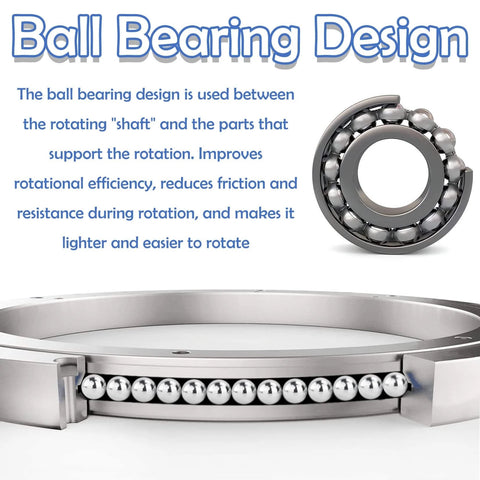 Close-up of ball bearing components in the 12 Inch Heavy Duty Lazy Susan Aluminum Alloy Turntable Bearing with Smooth 360 Degree Rotation.