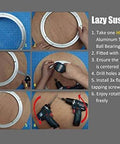 DIY steps for assembling 10 Inch Aluminum Lazy Susan Ball Bearing Turntable with tools and wood platform, Heavy Duty Silent Swivel Bearing