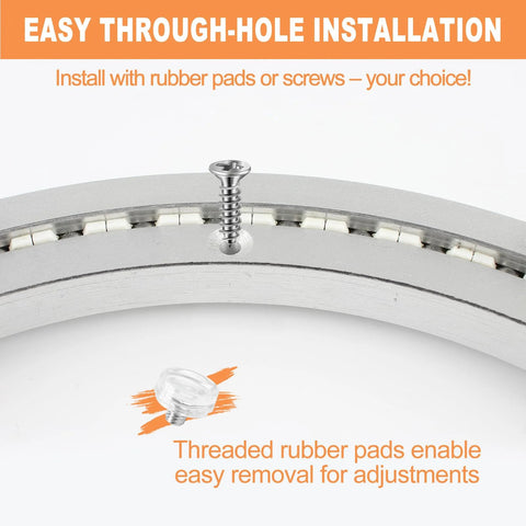 Heavy Duty 24 Inch Lazy Susan Bearing with silent smooth rotation showcasing through-hole installation with screws and rubber pads.