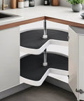 Two Pack 27 Inch Silicone Lazy Susan Shelf Liner Non Slip For Kitchen Cabinets Drawers Mats Placemat Coaster Craft Mat Multi Purpose Use Durable Non Slip Surface Easy To Clean Heat Resistant Flexible Design Keeps Items In Place in cabinet