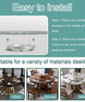 Easy installation steps for 5 Inch Heavy Duty Aluminum Lazy Susan Ball Bearing Turntable on various table surfaces