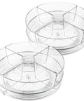 2 Pack 9 Inch Lazy Susan Organizer With 4 Removable Bins, Rotating Turntable Storage for Kitchen, Clear PET Construction