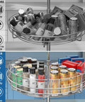 Before and after of a kitchen lazy susan with Clear One Eighth Wedge Corner Cabinet Lazy Susan Organizer Bins For 28 To 29 Inch Diameter Turntable Storage Pack Of Six BPA Free Food Safe Shatter Resistant Plastic Ideal For Kitchen Pantry Cabinets.
