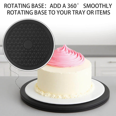 Cake on 8 Inch Heavy Duty Rotating Swivel Stand Lazy Susan, Steel Ball Bearing Turntable Base with 360 Degree Rotation, Non Slip Design