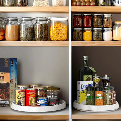 Four Pack Lazy Susan Spice Organizer Rotating Tray Set For Kitchen Pantry Refrigerator Cabinets with non-slip rimmed edge