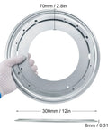 Nine Pack 12 Inch Lazy Susan Turntable Bearing Plate Heavy Duty 1000 Pounds Load Capacity Galvanized Steel dimensions view