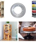 2 Pack 9 Inch Heavy Duty Lazy Susan Turntable Bearings, 5/16 Thick Galvanized Steel, used in racks, displays, and tables.