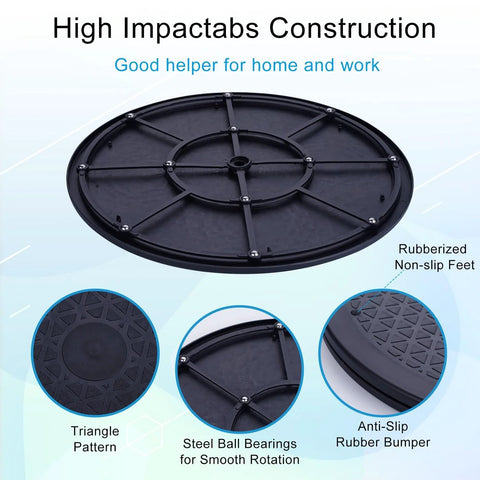 2 Pack 12 Inch Lazy Susan Turntable Organizer with steel ball bearings and diamond grip surface for smooth 360-degree rotation